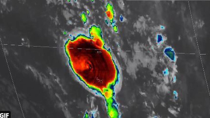 Satellite imagery captures the eruption of the underwater volcano. Image / UW-Madison CIMSS, Twitter