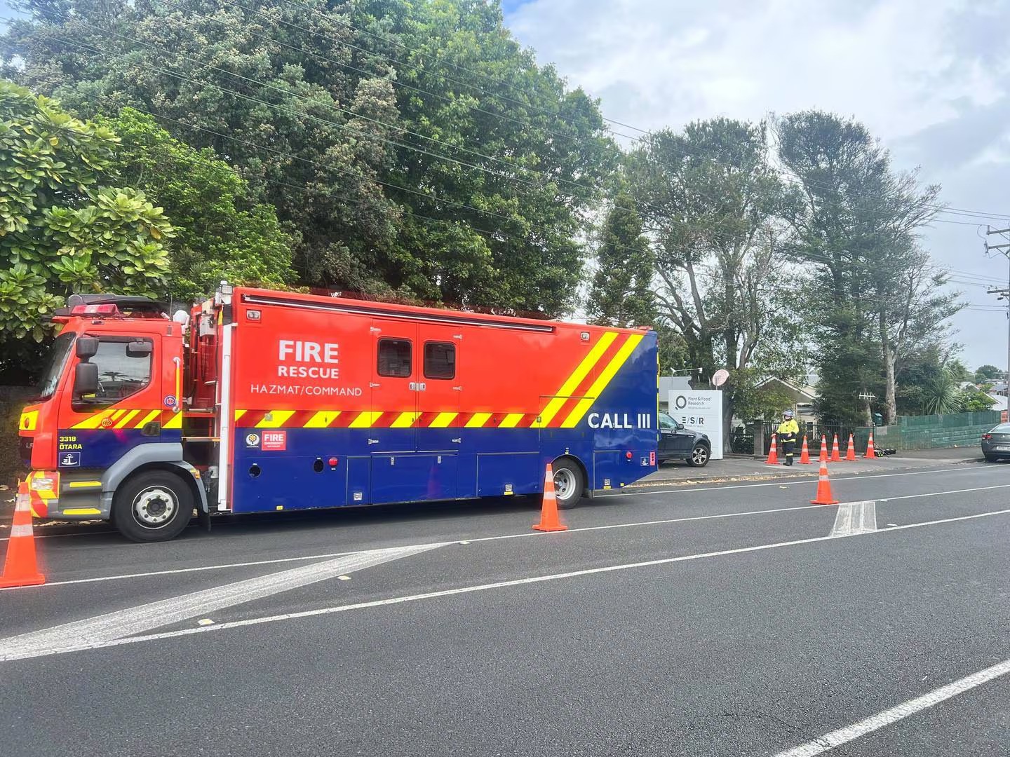 There were four fire trucks and the hazmat truck on site. Photo / Nicholas Jones