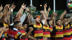 Waikato celebrate winning the NPC Premiership final match. (Photo / Getty)