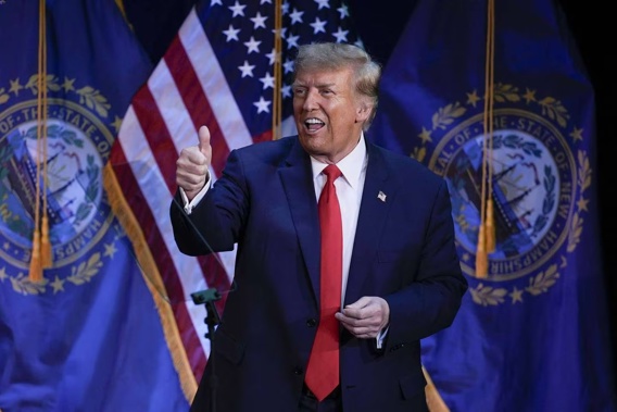 Donald Trump gives a thumbs up after speaking at a campaign event. Photo / AP