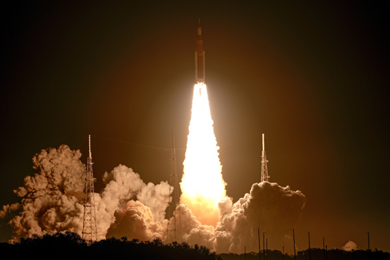 NASA's new moon rocket lifts off from Launch Pad 39B at the Kennedy Space Center in Cape Canaveral. Photo / AP