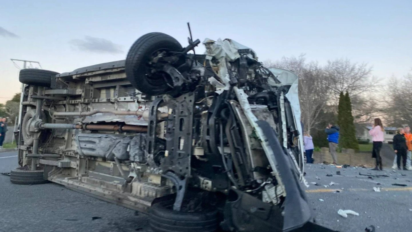 One of the three cars involved in the fatal crash at Rukuhia in August last year which claimed the life of Gay Kettle and injured another woman. (Photo / Supplied)