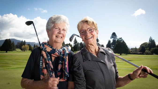 Two Rotorua golf club members mark 50 years Mary Browne (left) and Sammy Lean. Photo / Andrew Warner