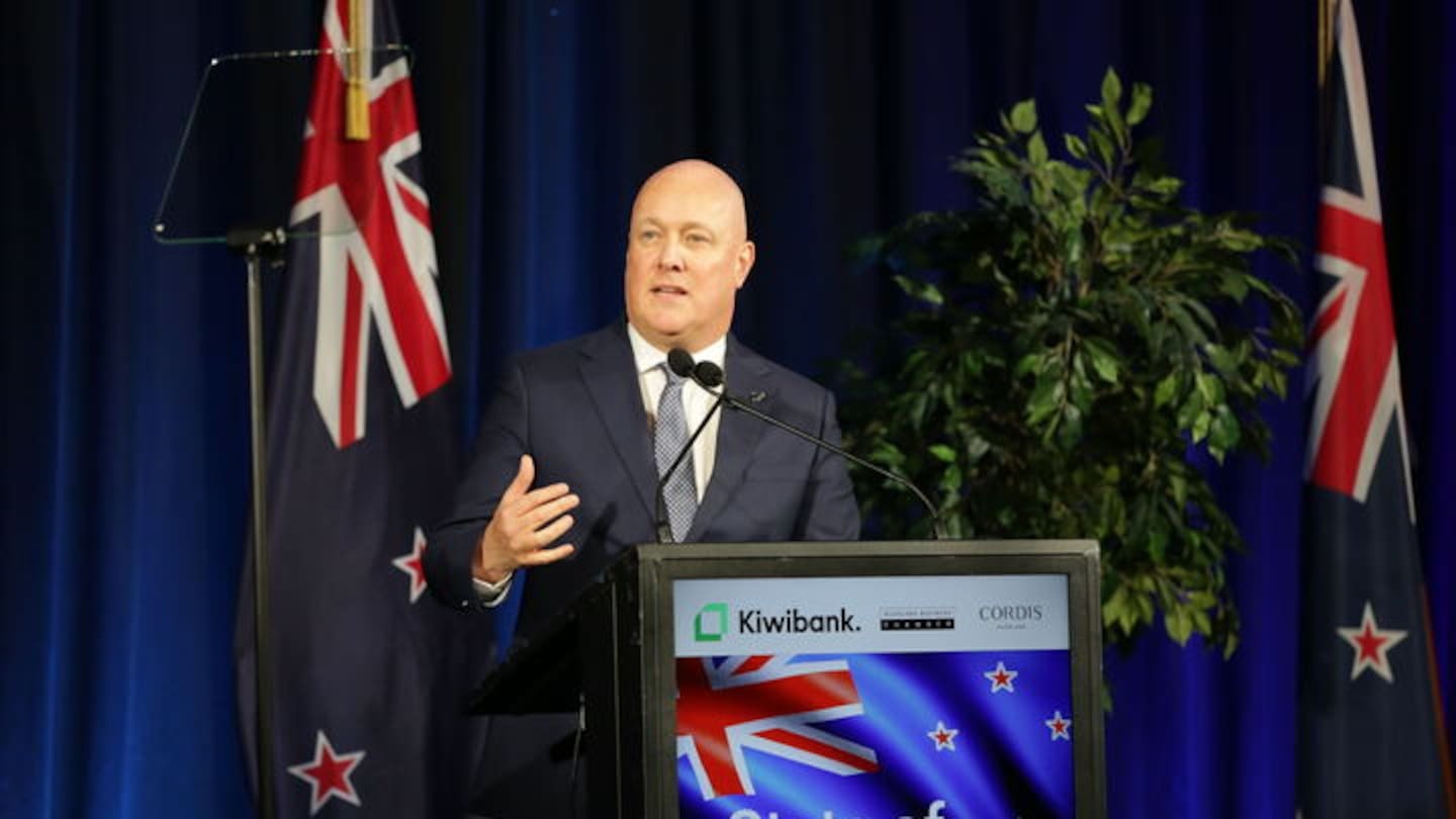 Prime Minister Christopher Luxon delivers his State of the Nation speech. Photo / Sylvie Whinray