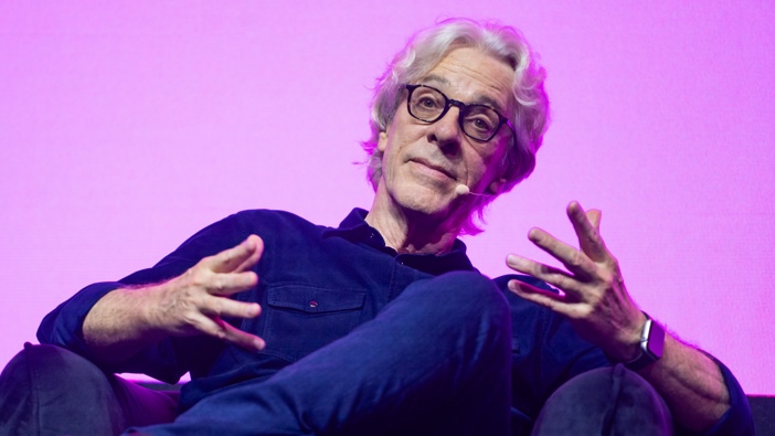 Stewart Copeland is interviewed by Katie Puckrik at Shoreditch Town Hall during SXSW London 2025 on June 03, 2025 in London, England. (Photo by Lorne Thomson/Redferns)