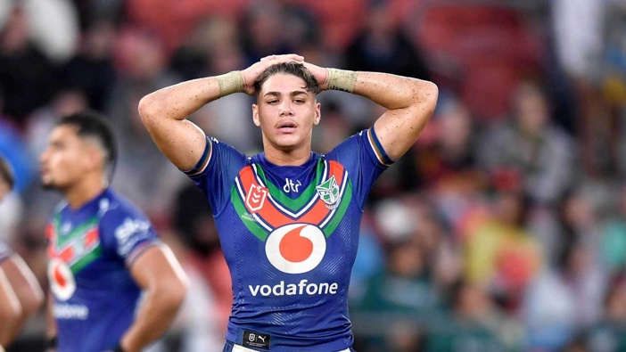 A dejected Reece Walsh following a defeat to the Rabbitohs. (Photosport)