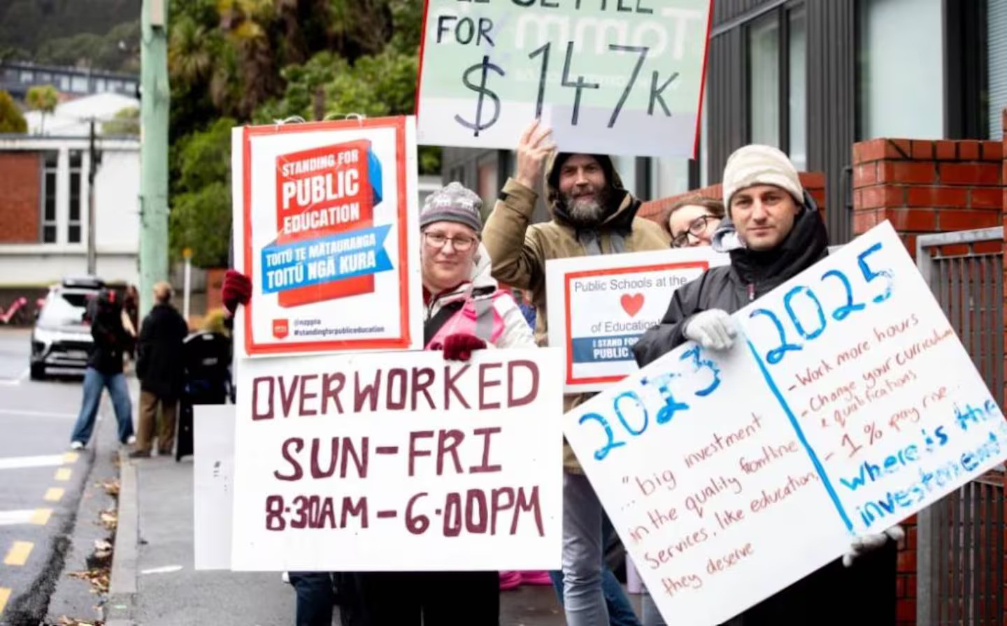 Teachers, nurses and thousands of other workers are all expected to strike on Thursday. Photo / RNZ / Mark Papalii
