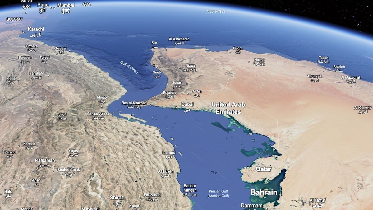 Cargo ship ablaze after being hit by projectile in Strait of Hormuz