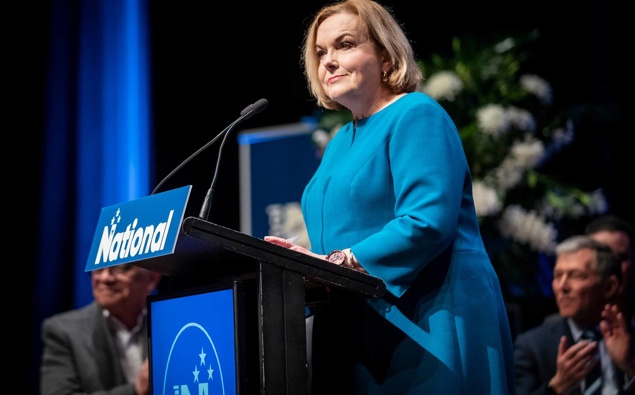 National Party leader Judith Collins addresses the National Party annual conference in Auckland. (Photo / Jason Oxenham)