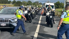 Waikato West area commander Inspector Will Loughrin said police remained visible in Paeroa and across western Waikato today in relation to the gang tangi this morning. Photo / New Zealand Police