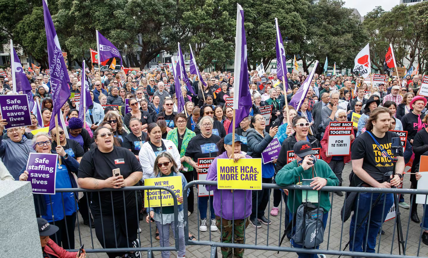  Thousands of PSA workers and other unionists during their protest at Parliament. Photo / Mark Mitchell