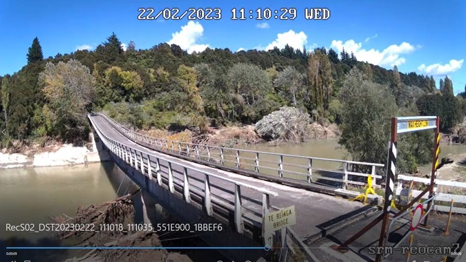 Image from Wairoa District Council monitoring of Te Reinga Bridge sagging on Wednesday. Photo / Wairoa District Council.