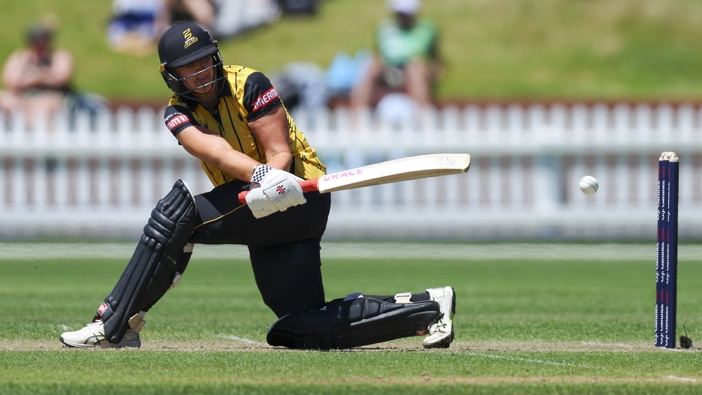 Rebecca Burns of the Blaze bats during the Super Smash match between Wellington Blaze and Central Hinds at Basin Reserve on January 09, 2025 in Wellington, New Zealand. (Photo by Hagen Hopkins/Getty Images)