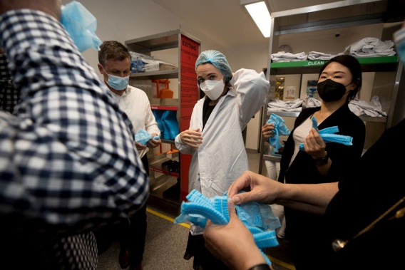 Prime Minister Jacinda Ardern visiting Shott factory in Westgate today. (Photo / Dean Purcell)