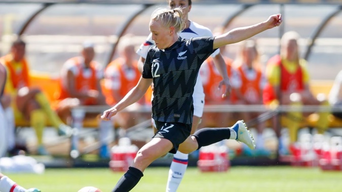 Betsy Hasset during a friendly between the Football Ferns and the US. Photo / Photosport