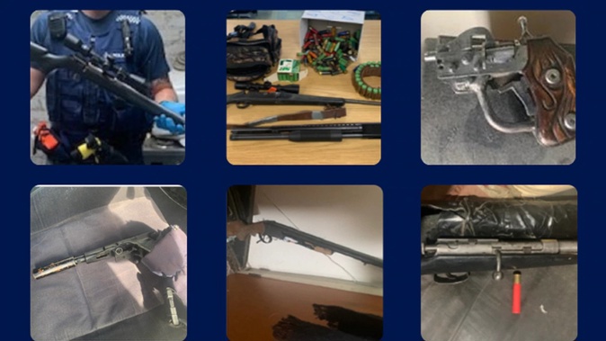 Weapons police say have been seized in the three-week Operation Bloodhound in the Eastern Police District. Photo / NZ Police