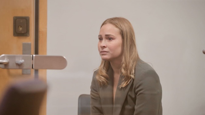 Former teacher Myah Adams appears in Auckland District Court for sentencing in May 2025 after admitting to inappropriate sexual behaviour with a student. Photo / Alex Burton