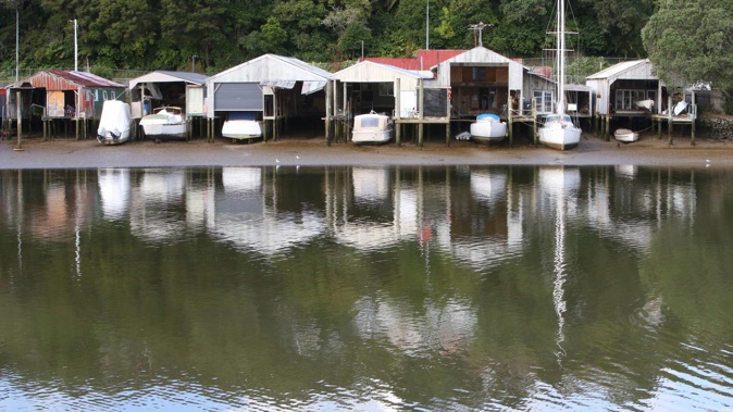 The boat sheds along the Hātea River in Whangārei, from which Jonathan Harness has been ordered to remove his vessel, Windswift. Photo / Northern Advocate