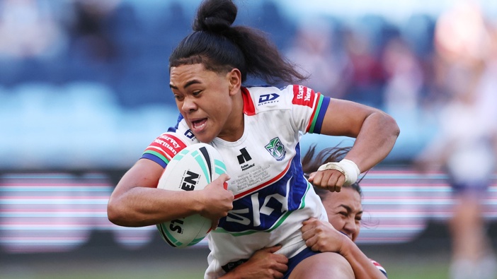 Patricia Maliepo of the Warriors is tackled during the round one NRLW match between Sydney Roosters and New Zealand Warriors at Allianz Stadium, on July 06, 2025, in Sydney, Australia. (Photo by Jeremy Ng/Getty Images)