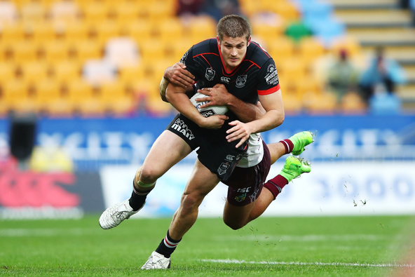 Former Warrior Blake Ayshfield during the round 25 NRL match against the Manly Sea Eagles, 2017. Photo / Getty