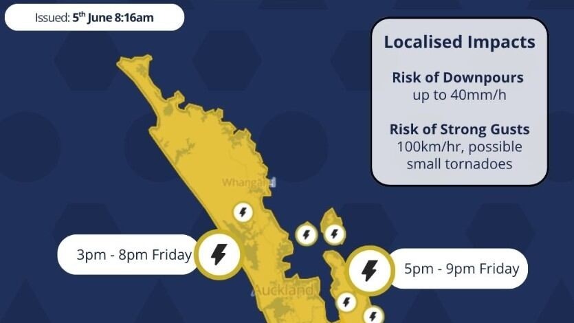 Severe thunderstorm watch for top half of North Island after 6200 lightning strikes pummel south