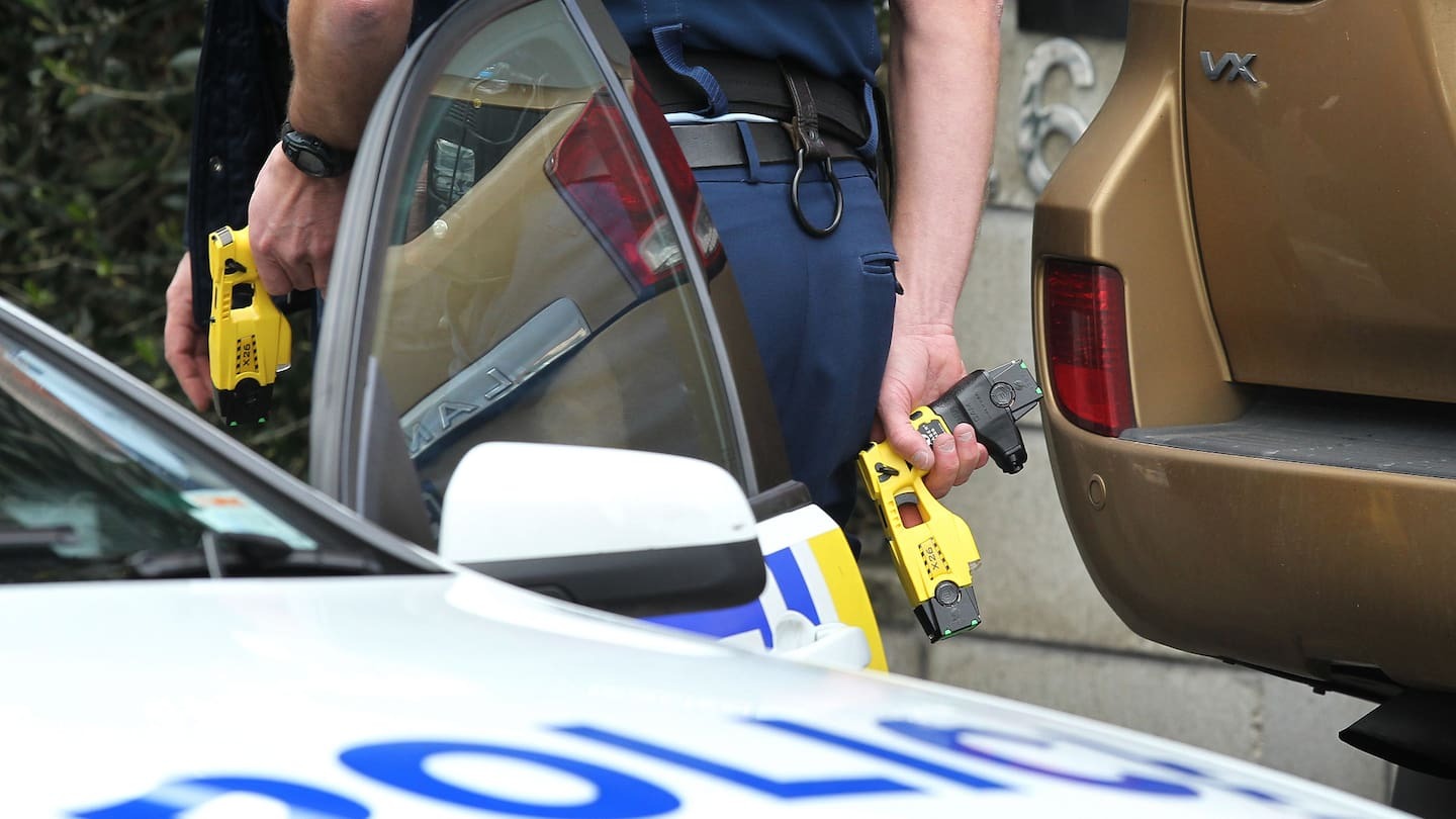 Three police officers tasered the man, before he fell to the ground and knocked his head. File photo / Greg Bowker