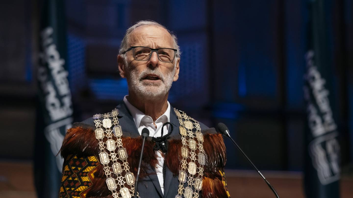 Auckland Mayor Wayne Brown at the inauguration of the Auckland Council at the Town Hall. Photo / Jay Farnworth
