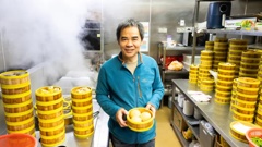 Zhuolun He, owner of Golden Rooster Chinese Restaurant, has a deep connection to Cantonese cuisine. Photo / RNZ, Yiting Lin