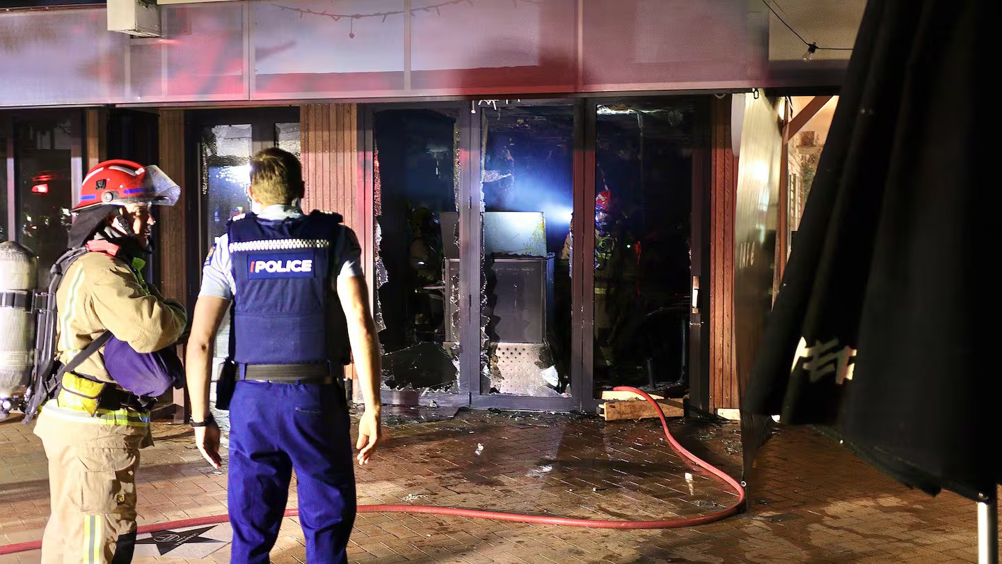 Fire and Emergency responded in just under nine minutes with five crews including two ladder trucks. Photo / Jayden Murdie Photography