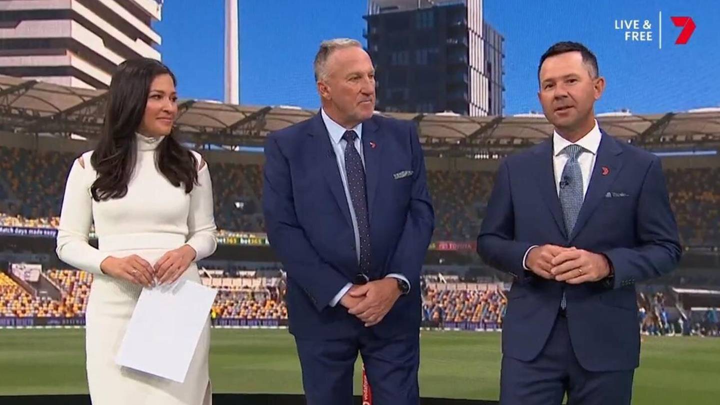 Channel 7 commentators on Day 4 of the first Test. (Photo / Channel 7, news.com.au)