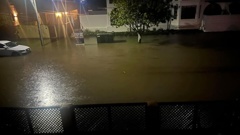 Flooding on Atkin Ave in Mission Bay last night as torrential downpours hammered parts of Auckland. Photo / Ronan Marshall