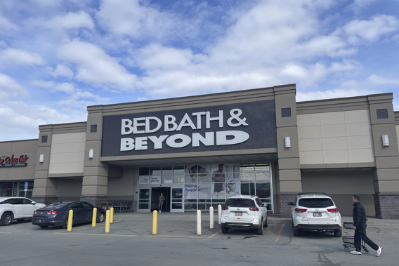 The entrance to a Bed Bath & Beyond store is seen in Anchorage, Alaska, on Sunday, April 23, 2023. One of the original big box retailers, the company filed for bankruptcy protection on Sunday, following years of dismal sales and losses and numerous failed turnaround plans. Photo / AP