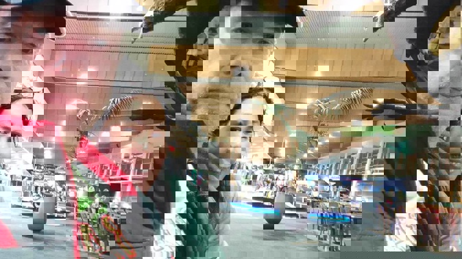 Marcus Pedersen and his wife Analynn Tano at Wellington Airport waiting for their $800 trip home. Photo / Supplied