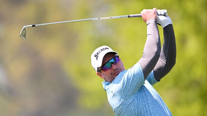 Ryan Fox plays his shot from the seventh tee during the first round of the 2023 PGA Championship at Oak Hill Country Club. Photo / Getty