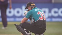 Martin Guptill cut an exhausted figure during the latter stages of his innings. (Photo / Photosport)
