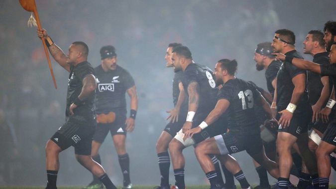 Maori All Blacks perform the haka before the tour match at the Rotorua International Stadium. Photo / Getty