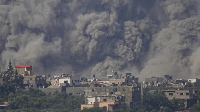 Smoke rises following an Israeli airstrike in the Gaza Strip, as seen from southern Israel, Monday, Oct. 23, 2023. Photo / AP