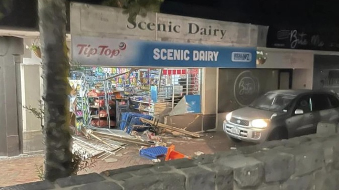 Titirangi's Scenic Dairy was ram raided in the early hours of this morning. Photo / Supplied