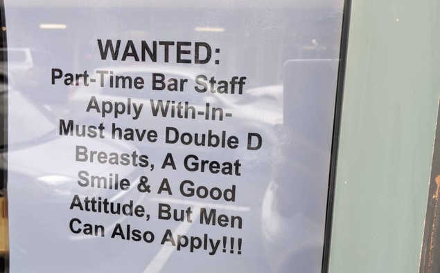 Bar shocks with job ad