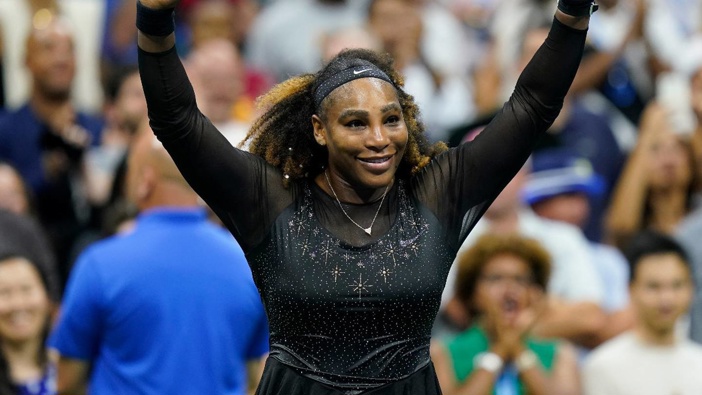 Serena Williams celebrates victory over Anett Kontaveit. Photo / AP