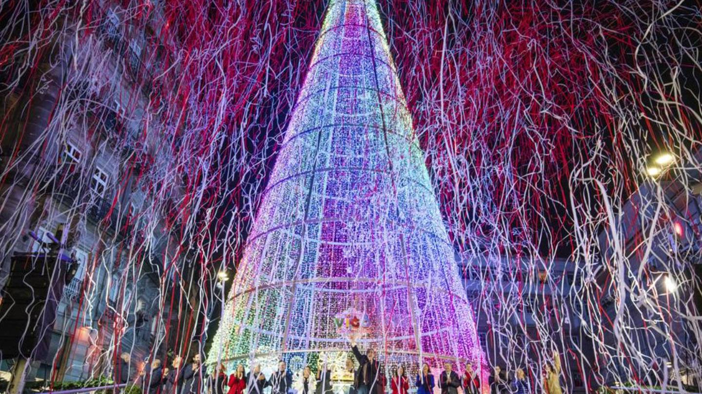 The Christmas lighting in the streets of Vigo, Spain. Photo / AP