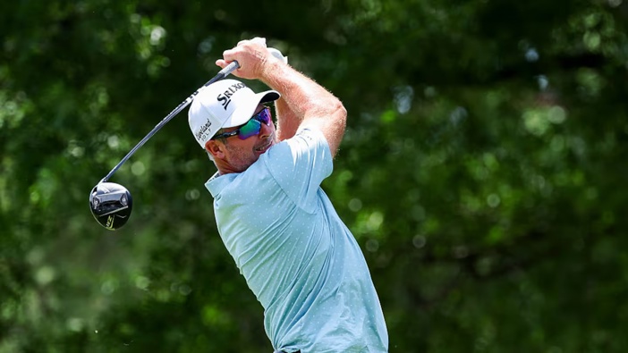 Ryan Fox of New Zealand plays his shot from the second tee during the third round of the PGA Championship at Quail Hollow Country Club. Photo / Getty Images
