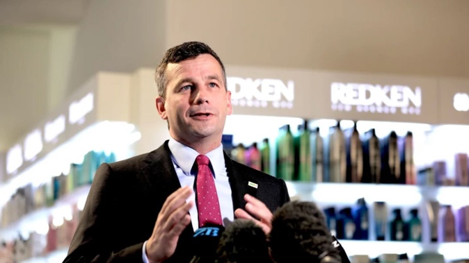 David Seymour in today's announcement on hairdressing regulations. Photo / RNZ