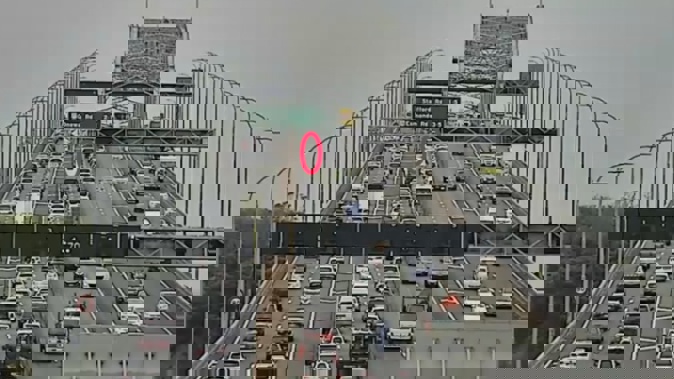 Waka Kotahi NZTA alerted motorsist to a crash blocking the third northbound lane on the Auckland Harbour Bridge about 3.20 this afternoon. Photo / Waka Kotahi
