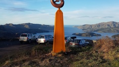 The sculpture was carved from totara for the Summit Rd Society. Photo / Ngāi Tahu