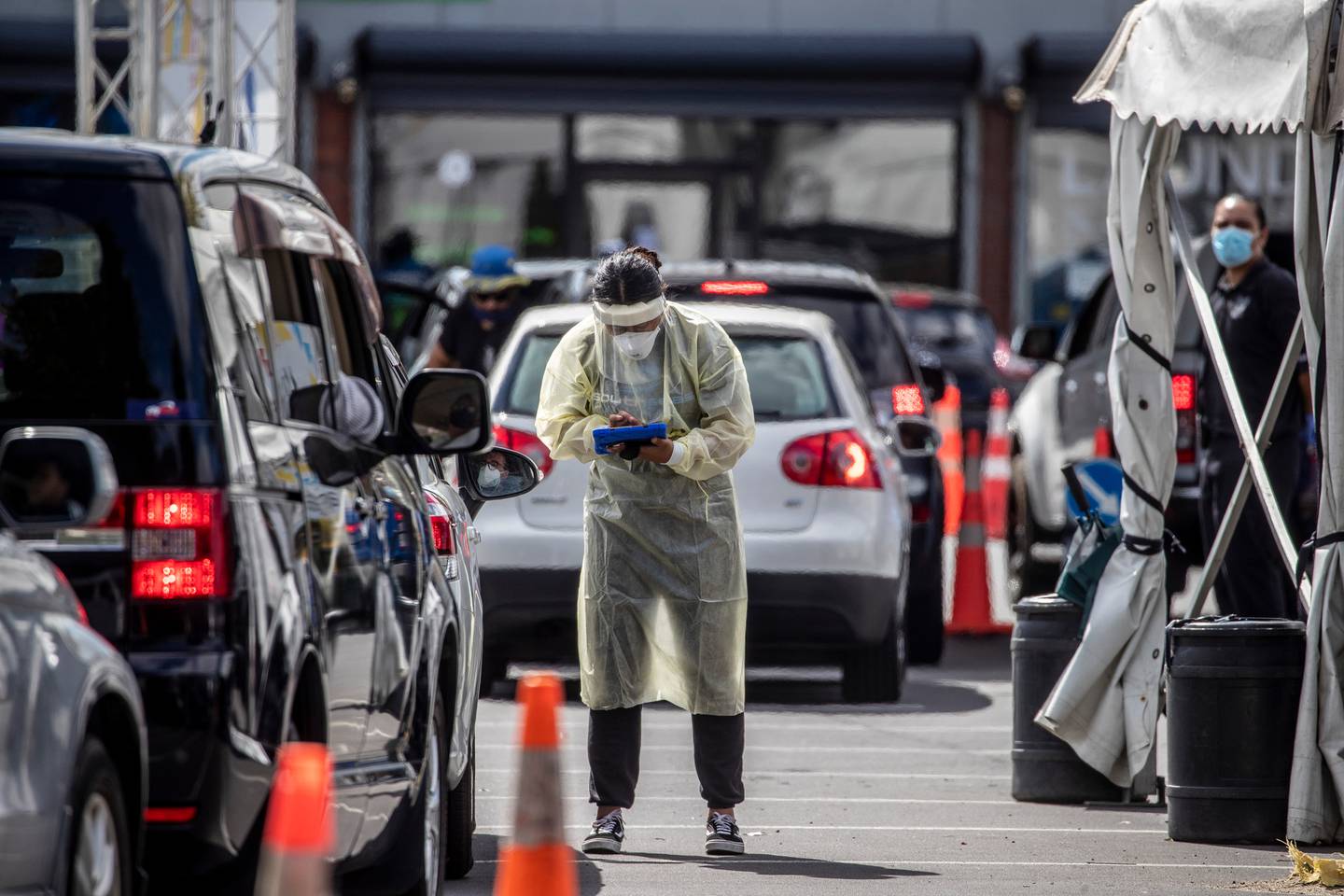 Southseas Healthcare drive thru covid testing site, Otara, on February 16, 2022. (Photo / Michael Craig)