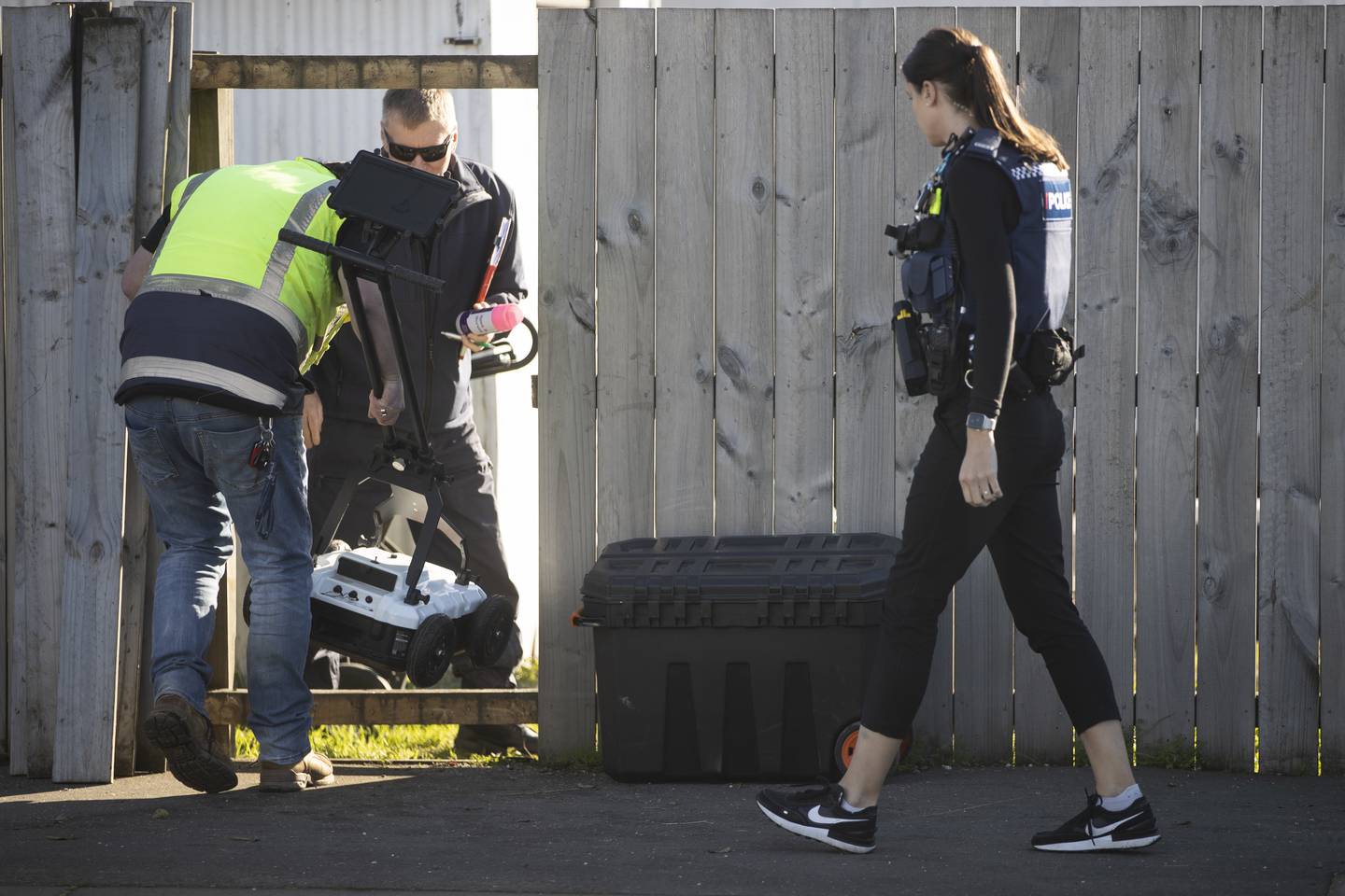 Police are searching a home in Rangiora with a ground-penetration radar device in relation to the death of Richard Leman. Photo / George Heard