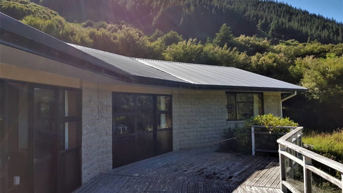 The Parkins family bach in the Marlborough Sounds. Photo / Supplied