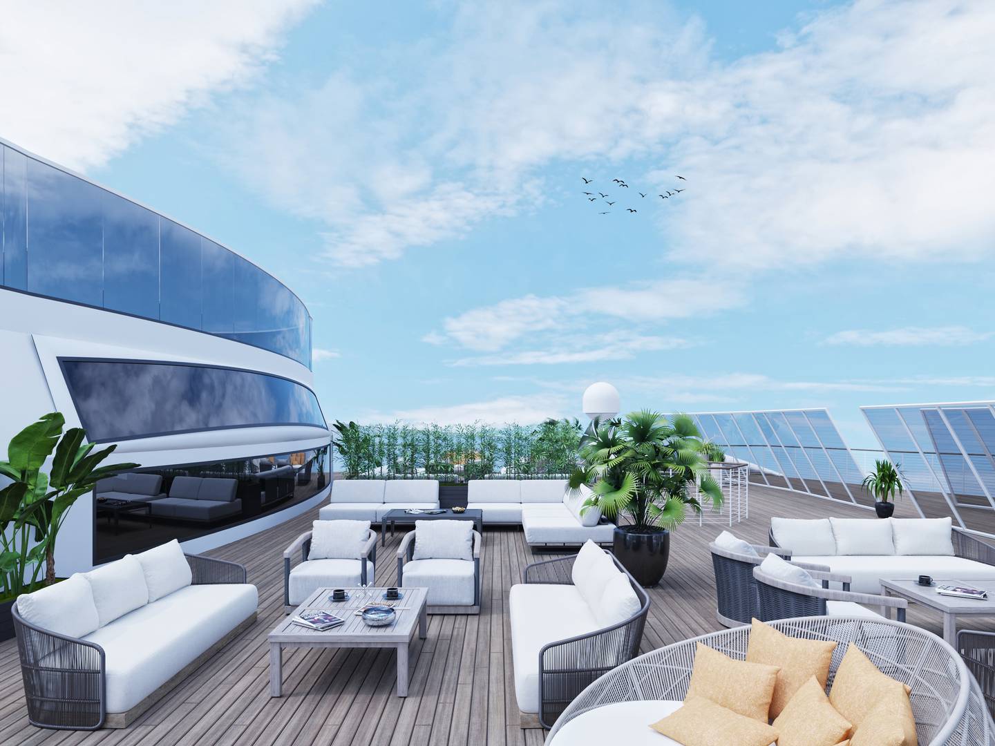 The luxurious deck of the MV Gemini cruise ship. Photo / Supplied