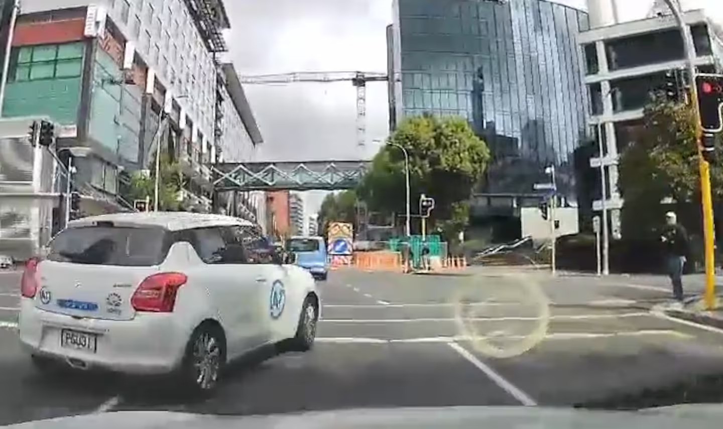 The light was red when the Auckland Transport driver made their move.